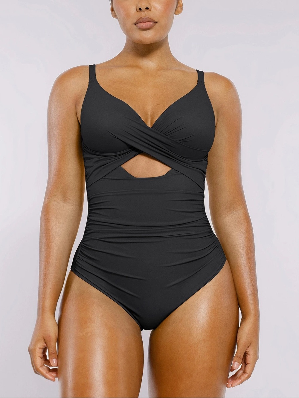 NWT Shapellx Smart Sculpt Ribbed Cutout-Front Tummy Control Swimsuit XL
